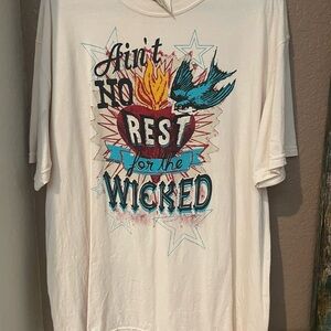 Comfort Colors Cream Graphic Tee with Flaming Heart and Swallow